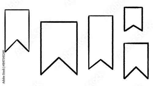 Free Download Isolated Vector Set of Black and White Flag Banner Outlines on a Transparent Background for Party and Celebration Decorations. Save icon - GFXLoad