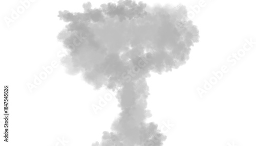 Gray explosion smoke column, vertical blast cloud png transparent fog overlay for fire or disaster explosion visual effects on transparent background