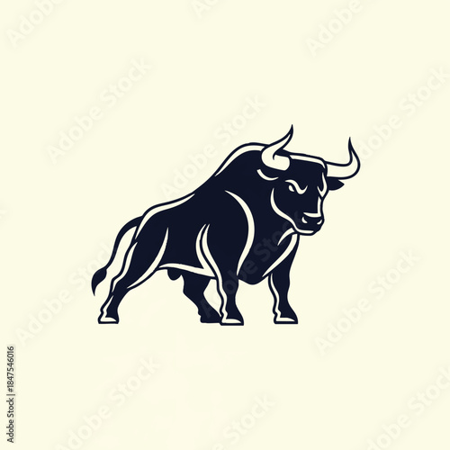 Powerful Bull Silhouette Graphic Design Element Strength Symbol