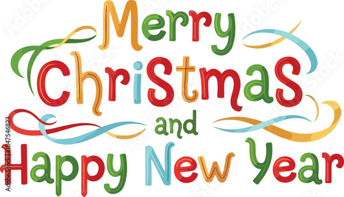 Colorful Christmas Greeting Merry Christmas and Happy New Year Festive Holiday Design