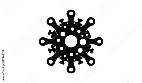 Black icon representing a virus or bacteria, symbolizing disease, infection, and pandemic.