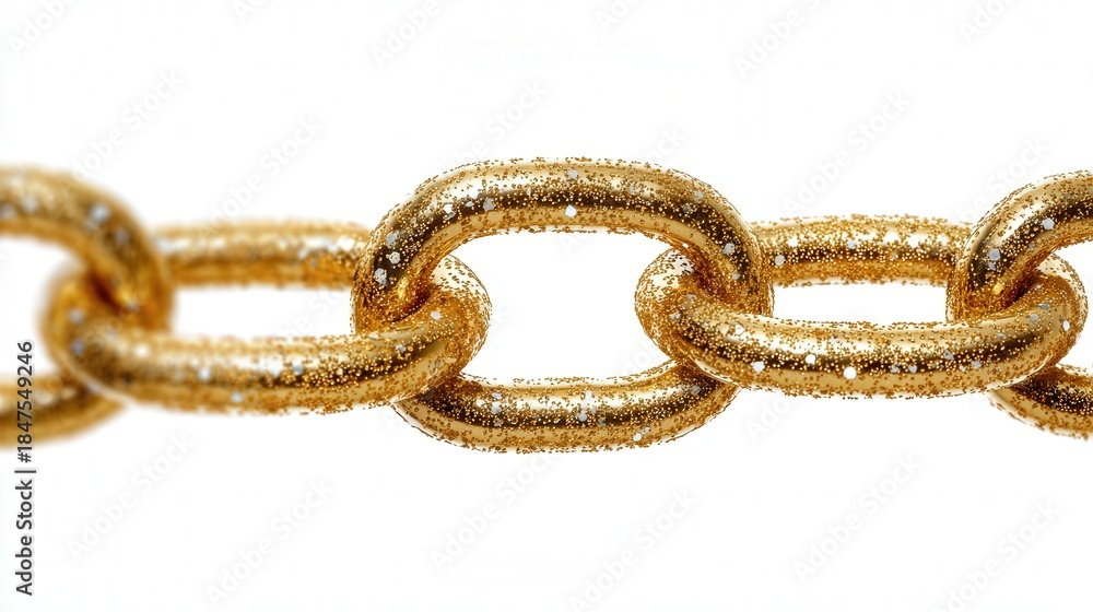 Obraz premium Gold shimmer dot chain isolated on white background