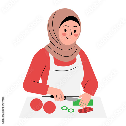 Woman Cutting Vegetables