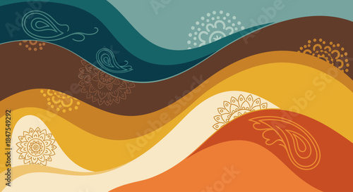 Abstract Bohemian Gypsy Color Flow Vector