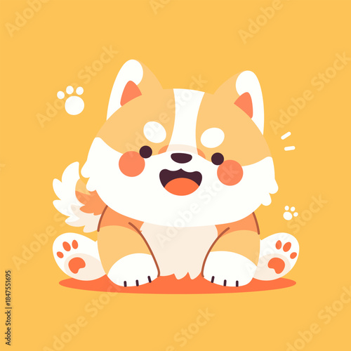 Adorable Happy Shiba Inu Puppy Illustration.