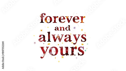 Whimsical watercolor style valentine greeting with red text and stars on white background for romantic occasions