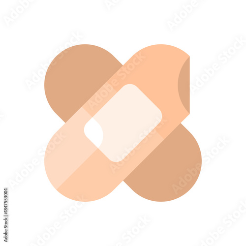 Brown cross adhesive plaster tape medical icon flat vector design