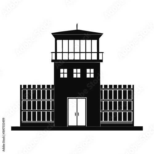 A prison building icon bold outline vector illustration design