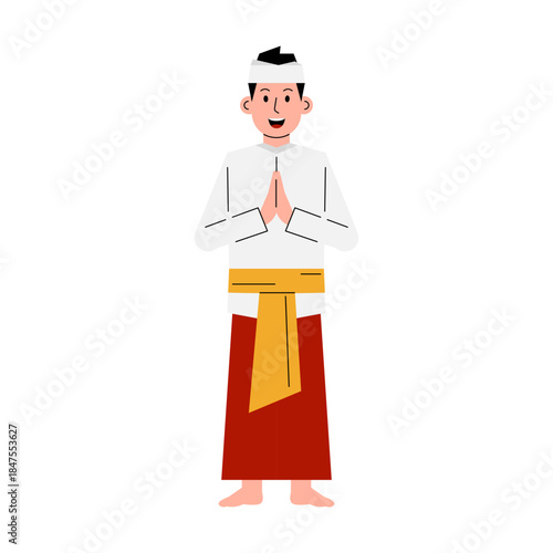 Illustration of Balinese Man in Traditional Clothing