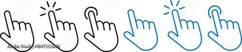 Hand click icon set. pointer sign and symbol. Computer mouse click cursor arrow icons set. hand cursor icon. Hand cursors icons click set vector illustration on transparent background

