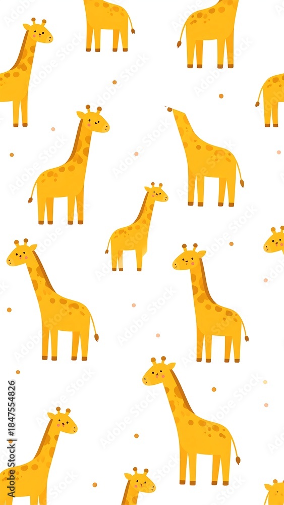 Obraz premium Cartoon giraffes of different heights on a simple white background