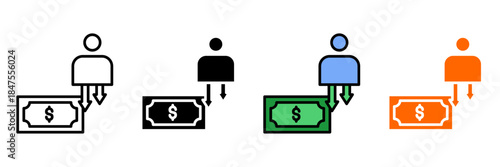 economic criticism Icon Set Multiple Style Collection. Capitalism Breakdown, Debt Crisis, Wealth Gap, Economic Inequality, Corporate Greed, Market Crash, Inflation Woes, Recession Effects, Banking Cor