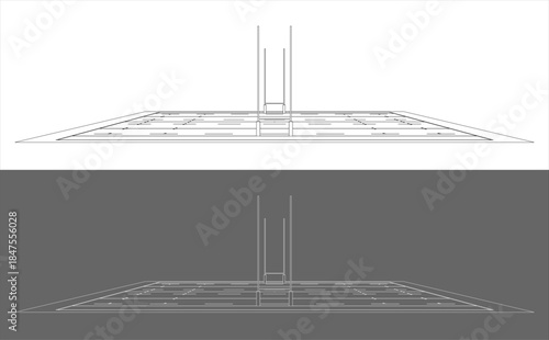 Symmetrical Front View of Rugby Field Looking Through Goal Posts