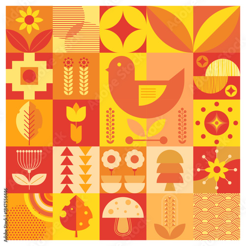 abstract autumn banner, poster, cover, or postcard. geometry Modern scandinavian background