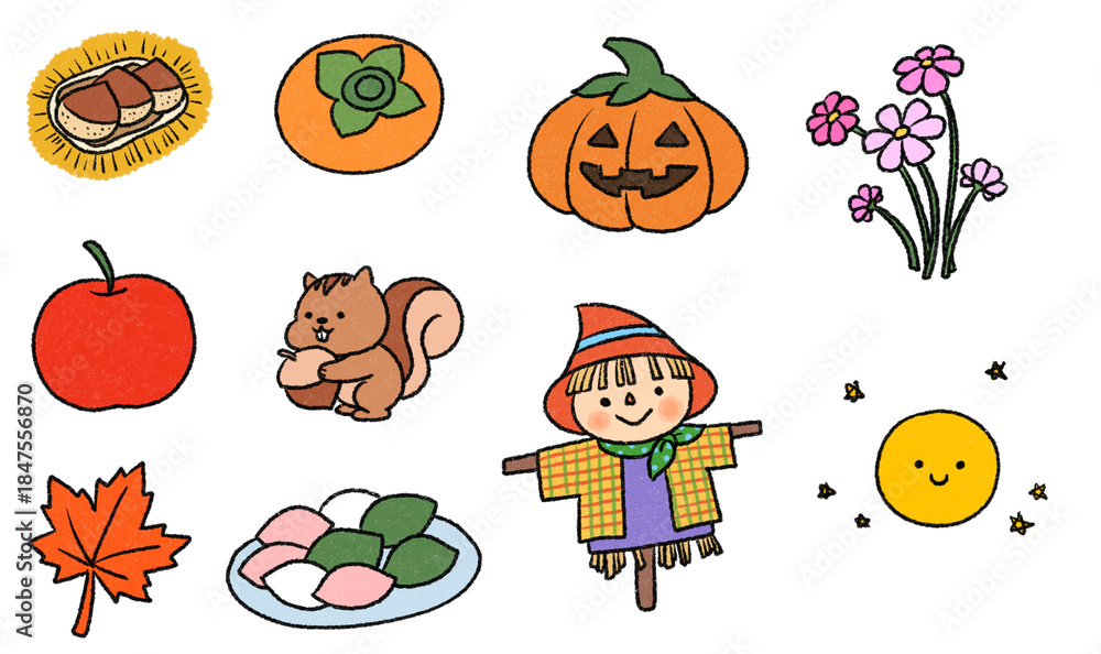 Fototapeta premium hand-drawing Autumn set