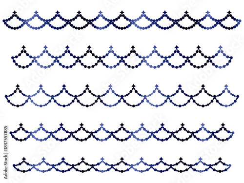 丸、四角星、半円ラインうろこ、14紺