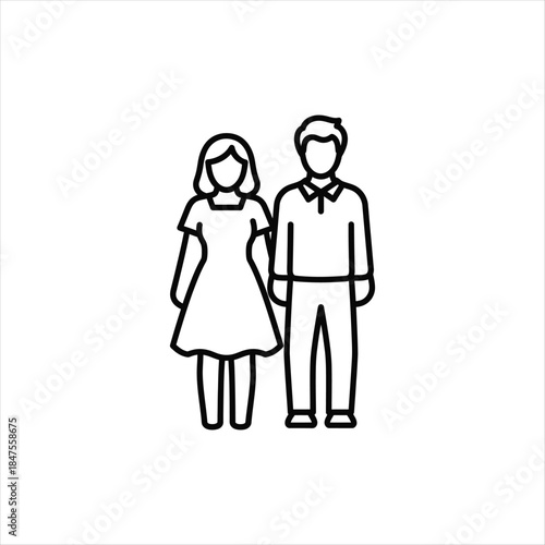 Simple vector icon depicting a couple representing partnership and marriage