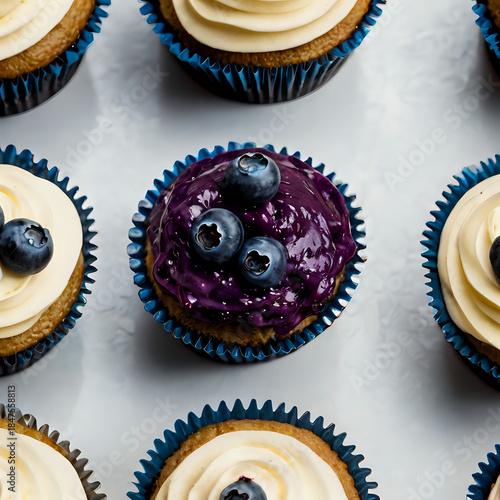three chocolate cupcakes, white background