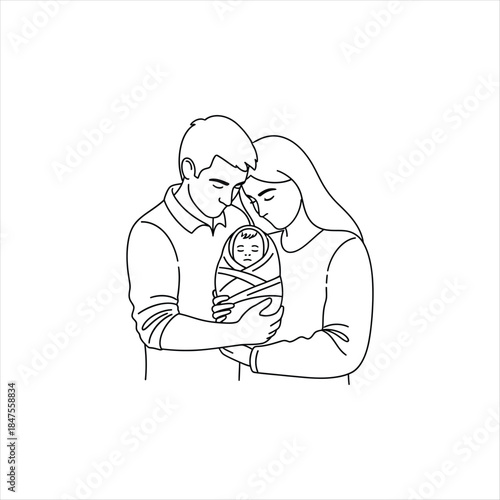 Parents Gently Holding A Newborn Baby Depicting Family Love And Care