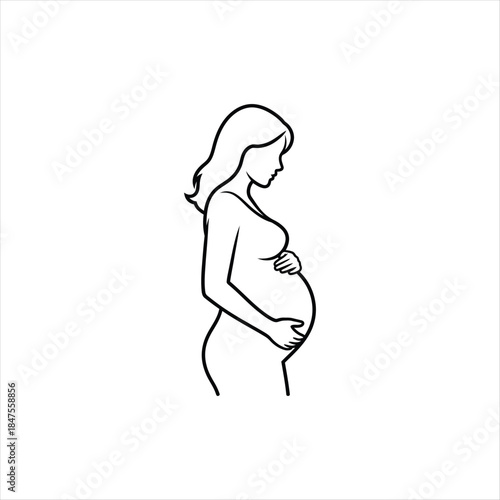Simple icon depicting a pregnant woman representing maternity and motherhood
