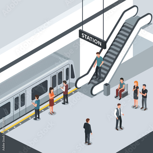 People Waiting at Train Station Platform.