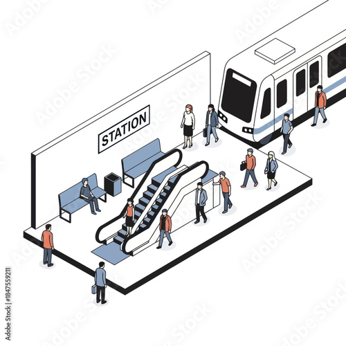 People Waiting at Train Station Platform.