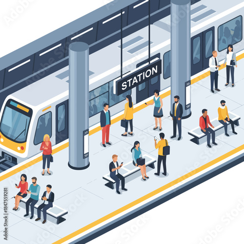 People Waiting at Train Station Platform.