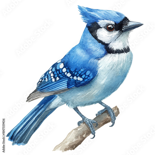 Photos Blue Jay, realistic watercolor illustration vector, isolated on a white background