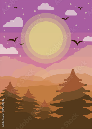 Vibrant Mountain Sunset Landscape