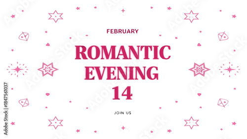 A clean airy card with rough pink star doodles for a romantic evening on february 14th