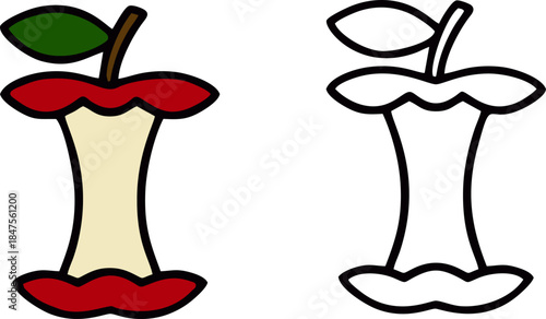 Apple Core Fruit Icon Set
