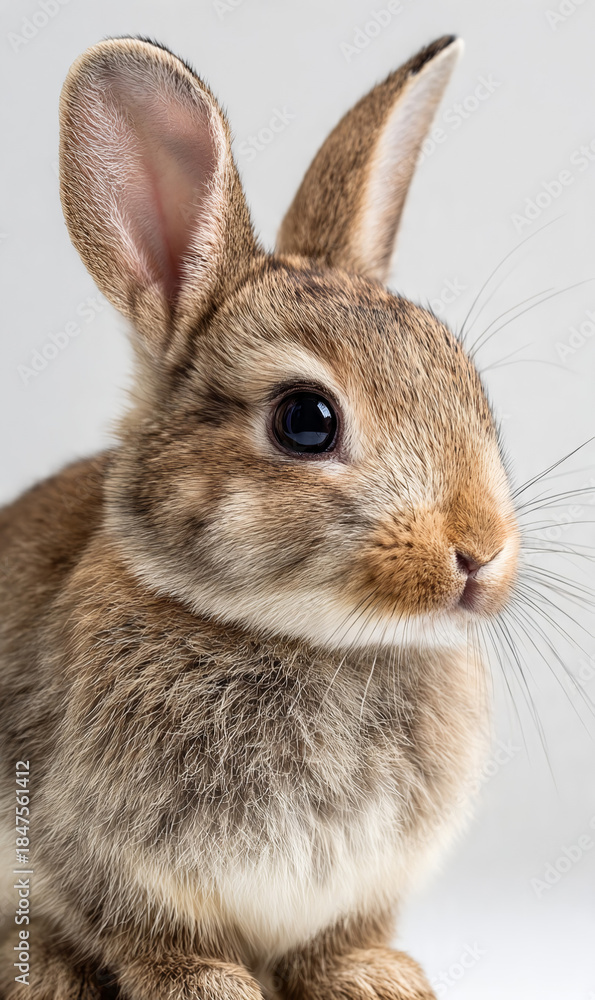 Fototapeta premium Cute Rabbit Sitting Isolated on White Background