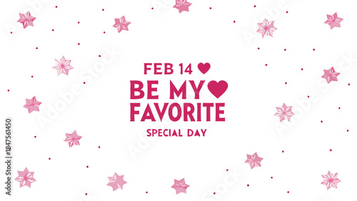 Festive valentine's day greeting card with pink stars and text on white background