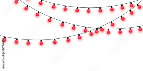 Vibrant red fairy lights creating a festive border on a clean white canvas