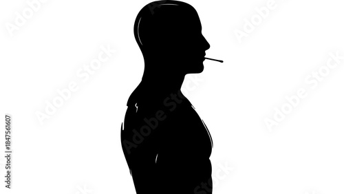 Man profile with cigarette with transparent background