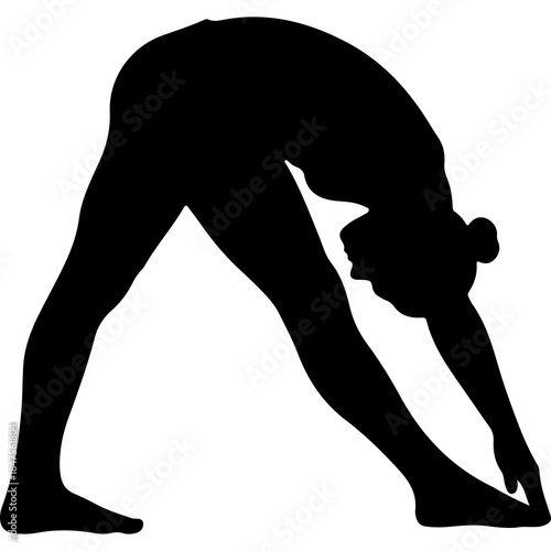 Woman stretching in yoga pose with transparent background