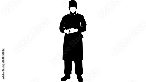 Surgeon in scrubs with transparent background