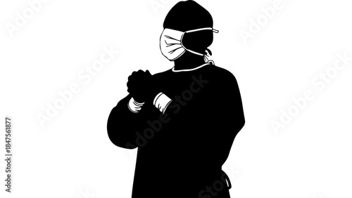 Surgeon in scrubs with transparent background