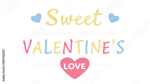 A minimalist valentine's day card with colorful hearts and sweet love message on white background