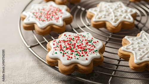 Festive Star-Shaped Christmas Cookies Cooling
