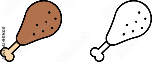 Chicken Leg Food Icon Illustration
