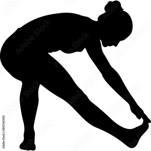 Woman stretching exercise silhouette with transparent background