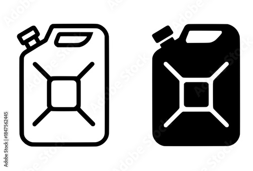 Icon, jerry can illustration, black and white, outline and silhouette