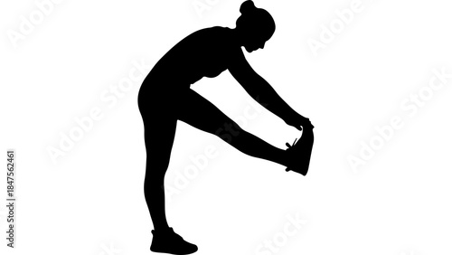 Woman stretching leg with transparent background