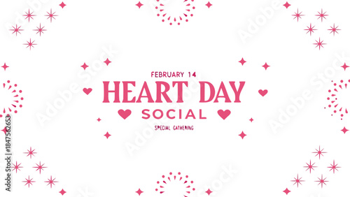 A simple white valentine's day design with pink text and hearts on a textured background