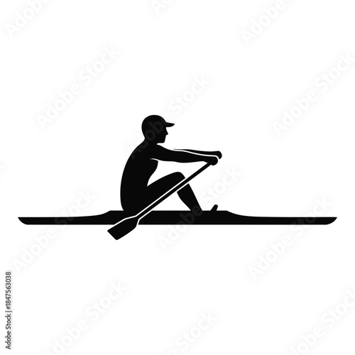 Rower racing in a racing shell silhouette