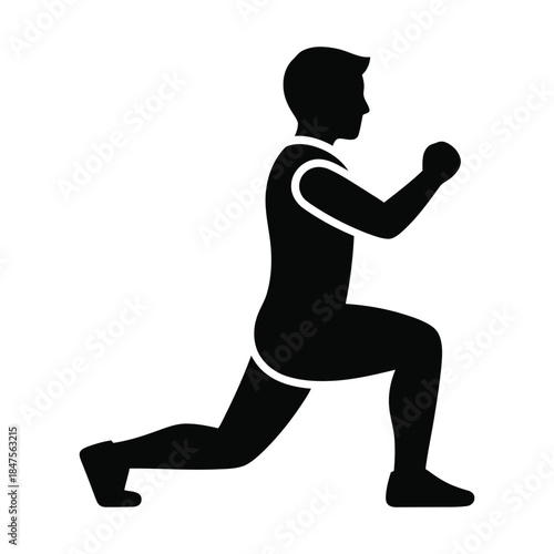 Lunge exercise silhouette of a male athlete