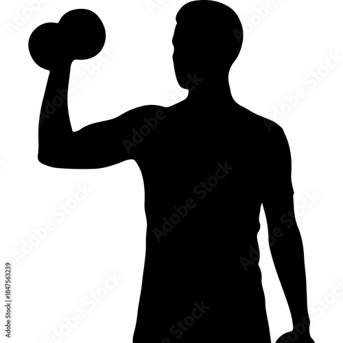 Man lifting dumbbell with transparent background