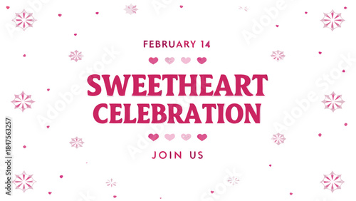 Valentine's day celebration with pink stars and hearts on white background for sweetheart love