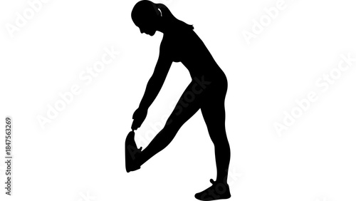 Woman stretching leg with transparent background